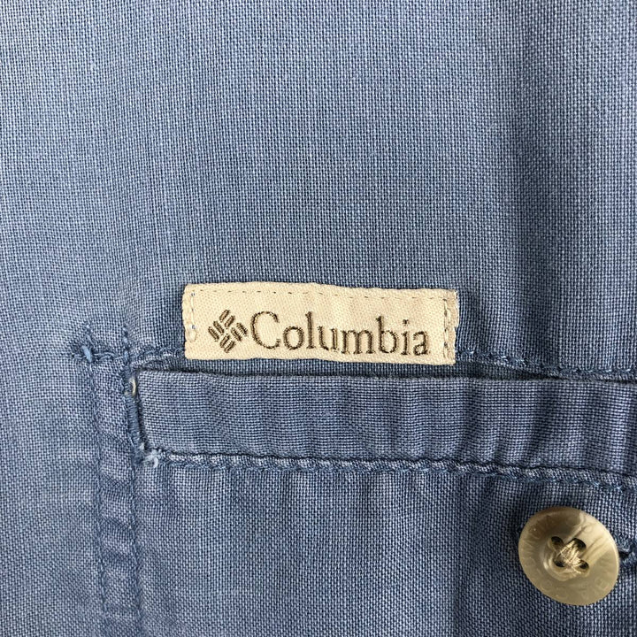 2000'S Columbia Short-Sleeve Ramie x Cotton Box Shirt, Men's XXL (approx.) Lamy blue type Vintage Second Hand