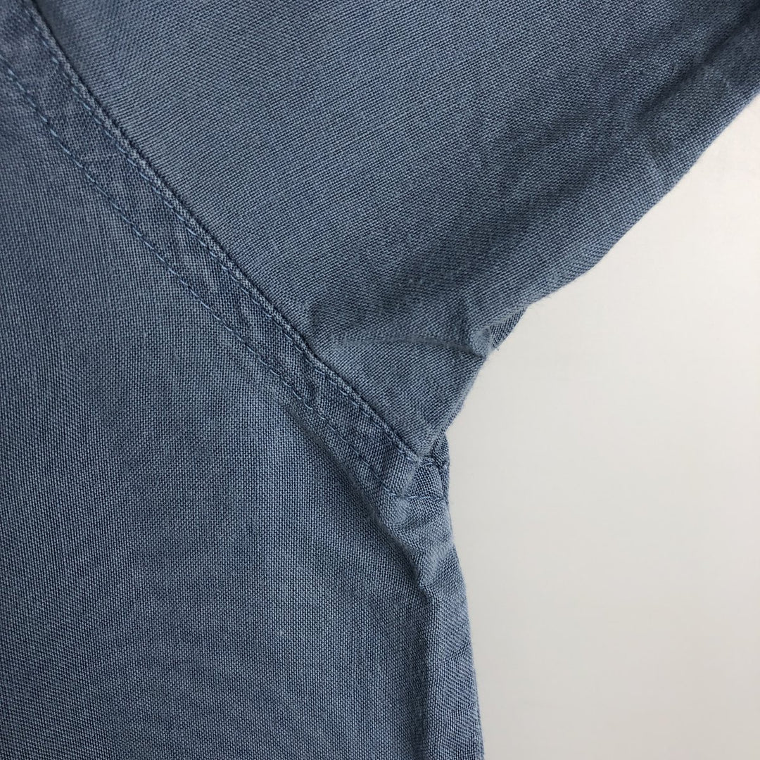 2000'S Columbia Short-Sleeve Ramie x Cotton Box Shirt, Men's XXL (approx.) Lamy blue type Vintage Second Hand