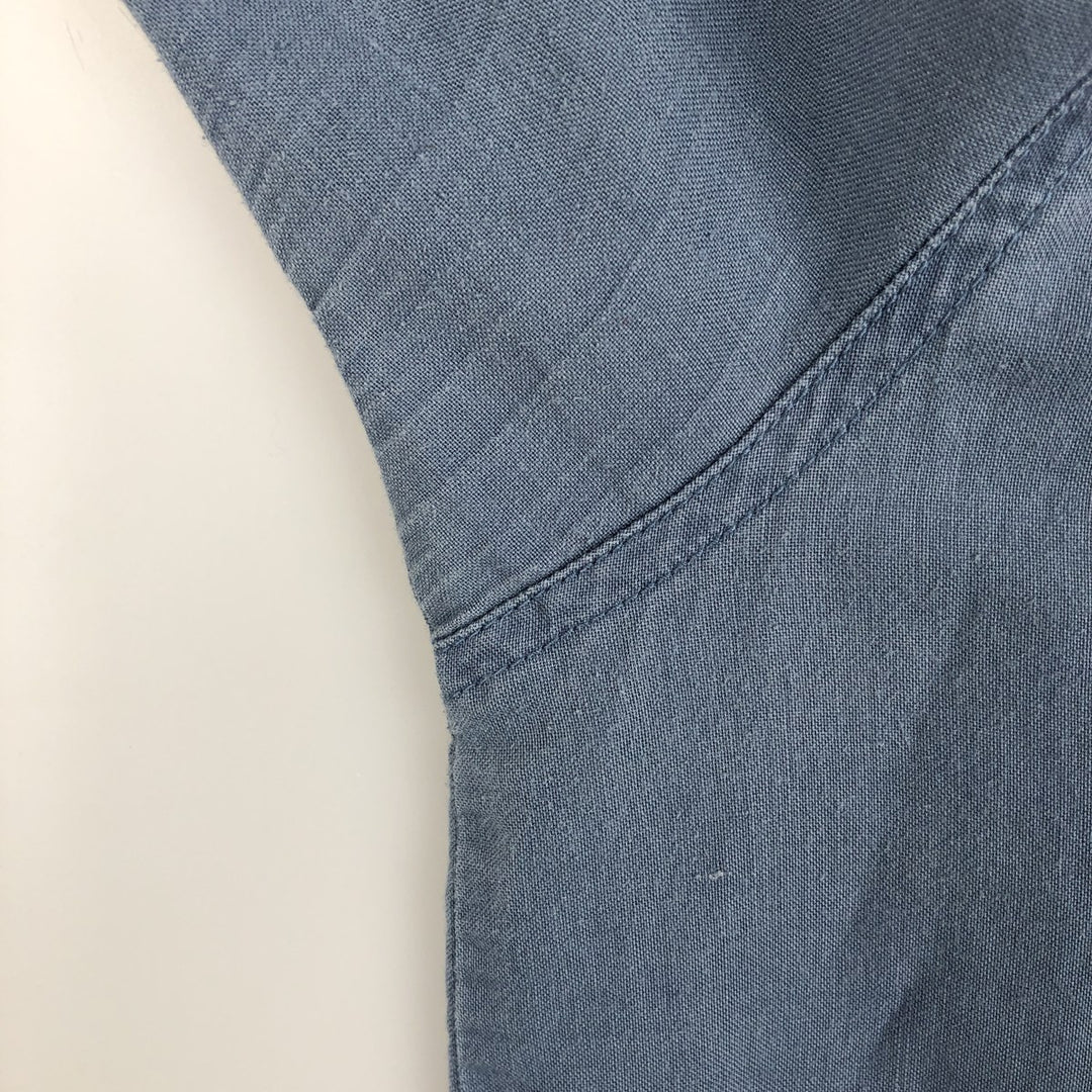2000'S Columbia Short-Sleeve Ramie x Cotton Box Shirt, Men's XXL (approx.) Lamy blue type Vintage Second Hand