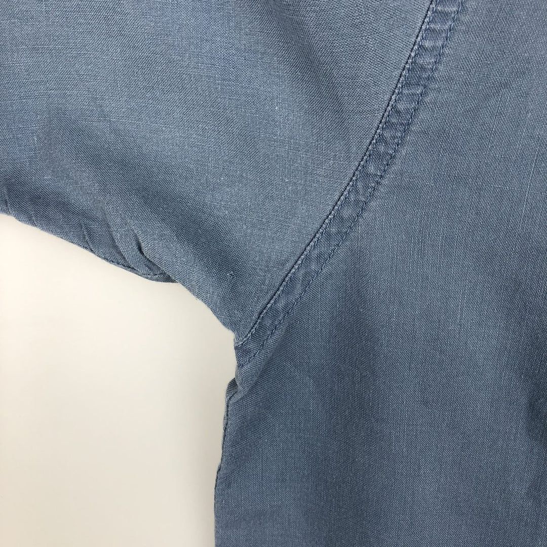 2000'S Columbia Short-Sleeve Ramie x Cotton Box Shirt, Men's XXL (approx.) Lamy blue type Vintage Second Hand
