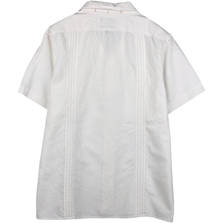 Banana Republic Standard Fit Short-Sleeve Open Collar Cotton x Linen Shirt, Boxy Shirt, Men's Size L (approx.) linen white type Vintage Second Hand