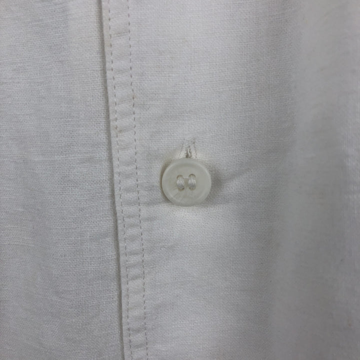 Banana Republic Standard Fit Short-Sleeve Open Collar Cotton x Linen Shirt, Boxy Shirt, Men's Size L (approx.) linen white type Vintage Second Hand