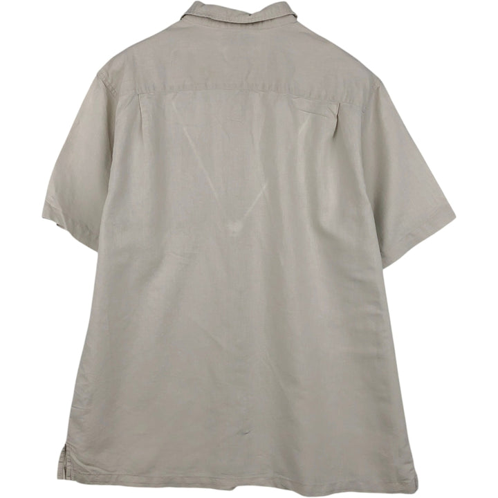 2000'S Columbia Short-Sleeve Ramie x Cotton Box Shirt, Men's Size XL Lamy Beige type Vintage Second Hand