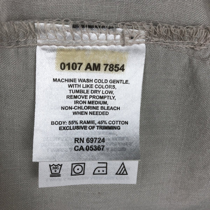2000'S Columbia Short-Sleeve Ramie x Cotton Box Shirt, Men's Size XL Lamy Beige type Vintage Second Hand