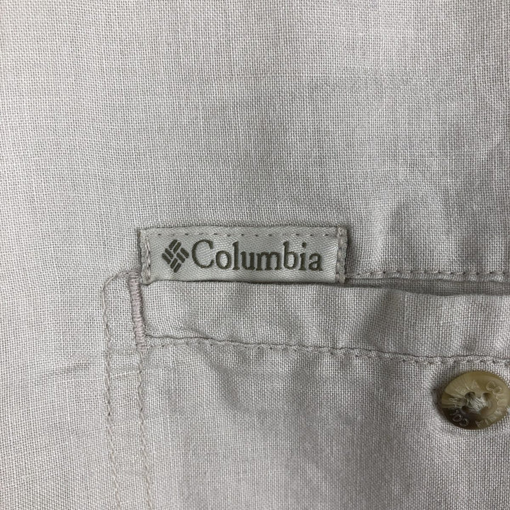 2000'S Columbia Short-Sleeve Ramie x Cotton Box Shirt, Men's Size XL Lamy Beige type Vintage Second Hand