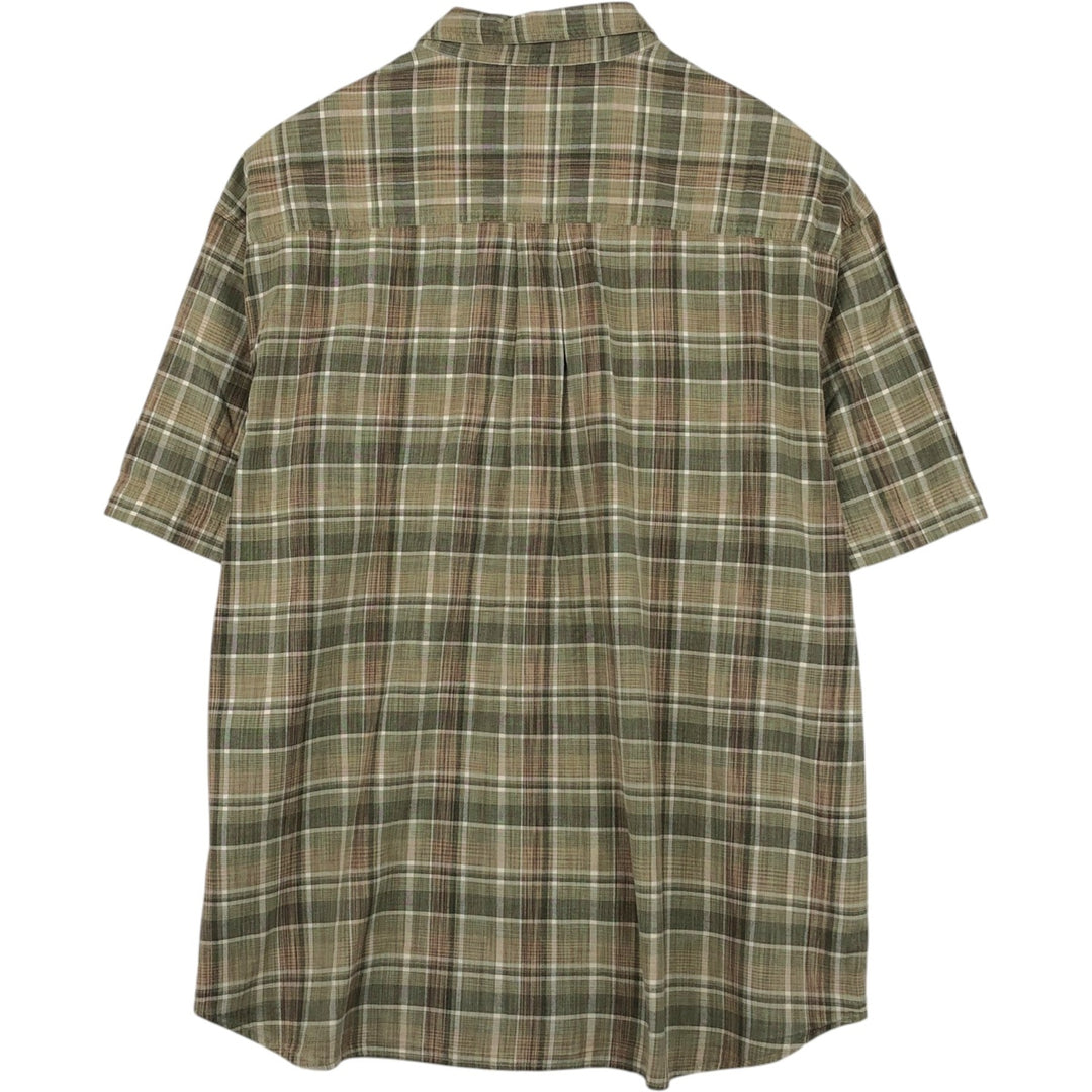 Woolrich short-sleeved button-down check shirt, men's size XL (approx.) cotton Khaki type Vintage Second Hand