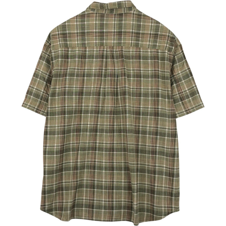 Woolrich short-sleeved button-down check shirt, men's size XL (approx.) cotton Khaki type Vintage Second Hand