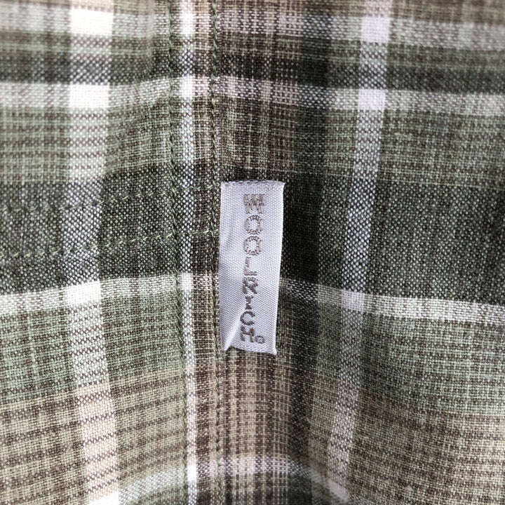 Woolrich short-sleeved button-down check shirt, men's size XL (approx.) cotton Khaki type Vintage Second Hand