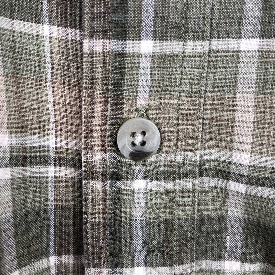 Woolrich short-sleeved button-down check shirt, men's size XL (approx.) cotton Khaki type Vintage Second Hand
