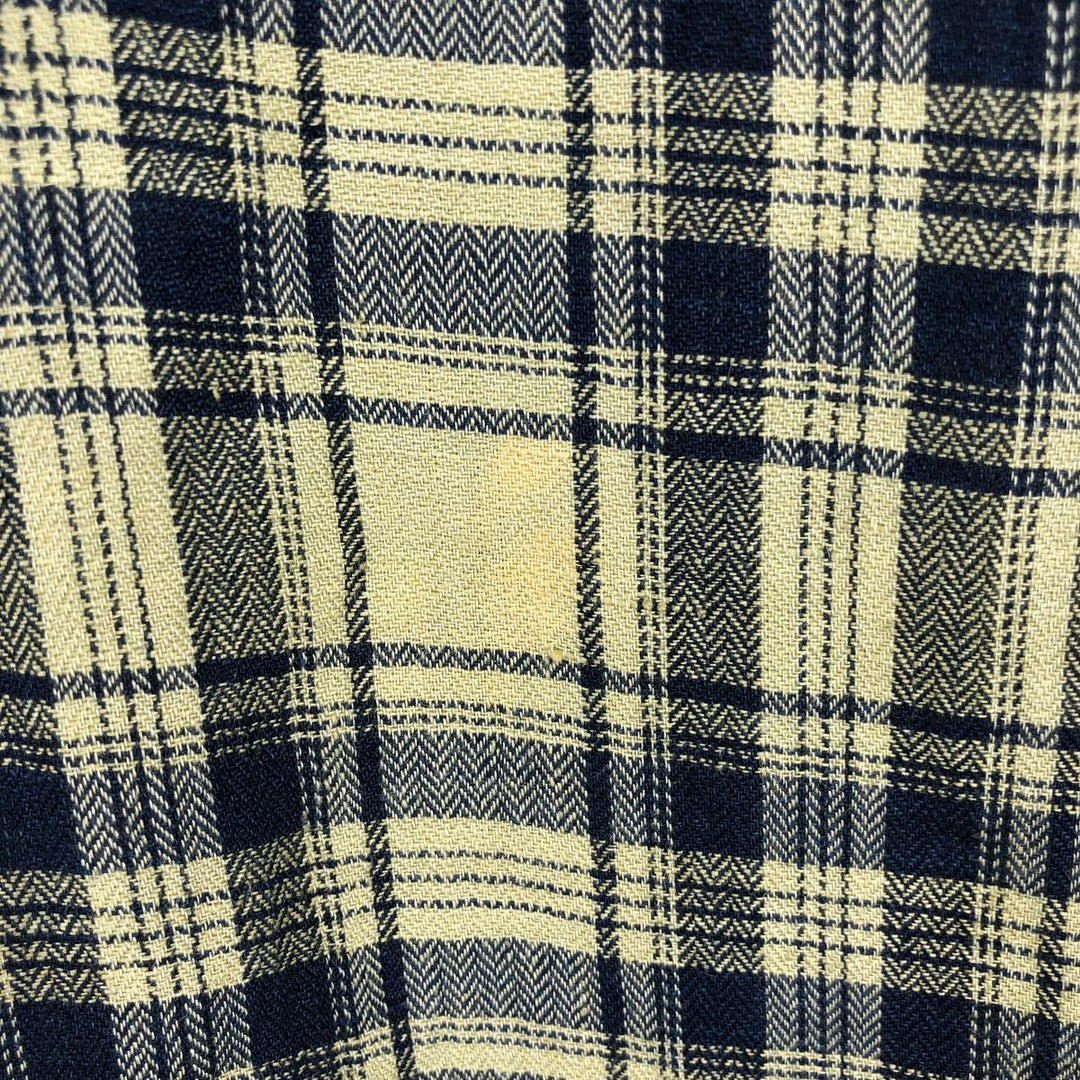 Orvis Active Fit Check Pattern Short-Sleeve Linen Shirt, Men's Size L (approx.) linen yellow type Vintage Second Hand