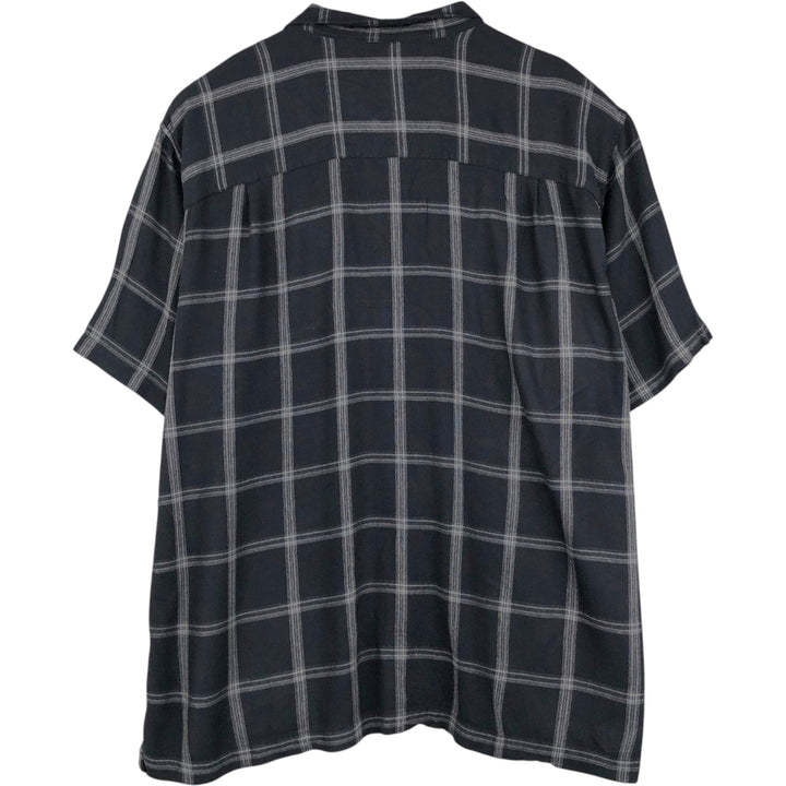 Arrow Check Pattern Short-Sleeve Open Collar Shirt, Boxy Shirt, Men's XL Equivalent Bamboo black type Vintage Second Hand