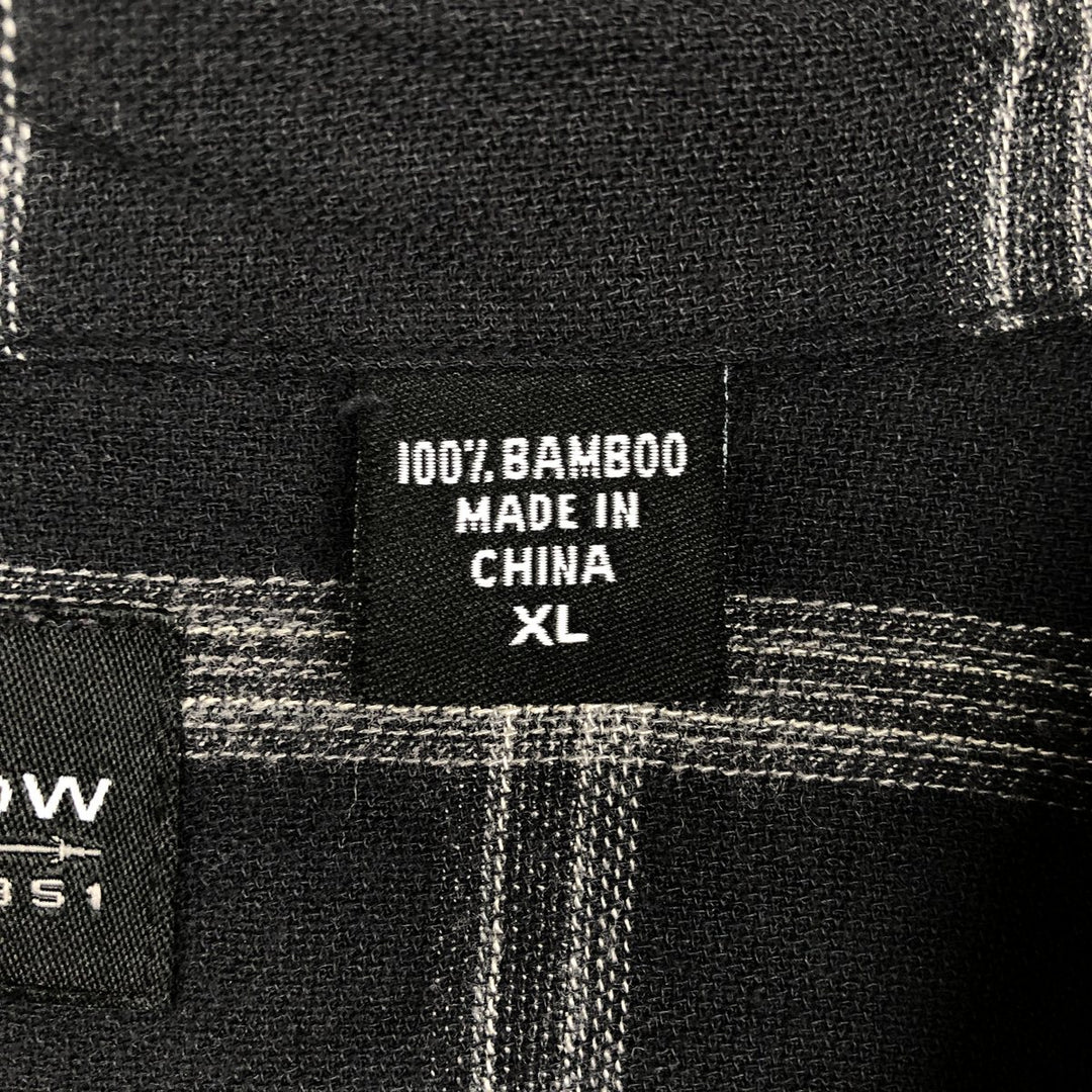 Arrow Check Pattern Short-Sleeve Open Collar Shirt, Boxy Shirt, Men's XL Equivalent Bamboo black type Vintage Second Hand
