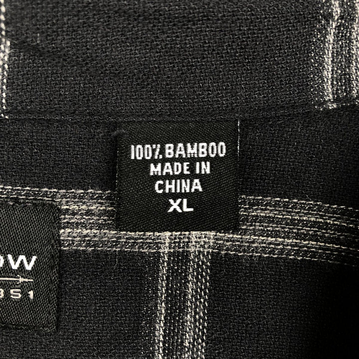 Arrow Check Pattern Short-Sleeve Open Collar Shirt, Boxy Shirt, Men's XL Equivalent Bamboo black type Vintage Second Hand