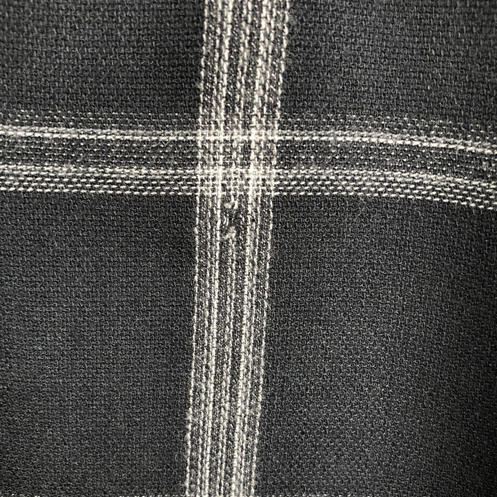 Arrow Check Pattern Short-Sleeve Open Collar Shirt, Boxy Shirt, Men's XL Equivalent Bamboo black type Vintage Second Hand