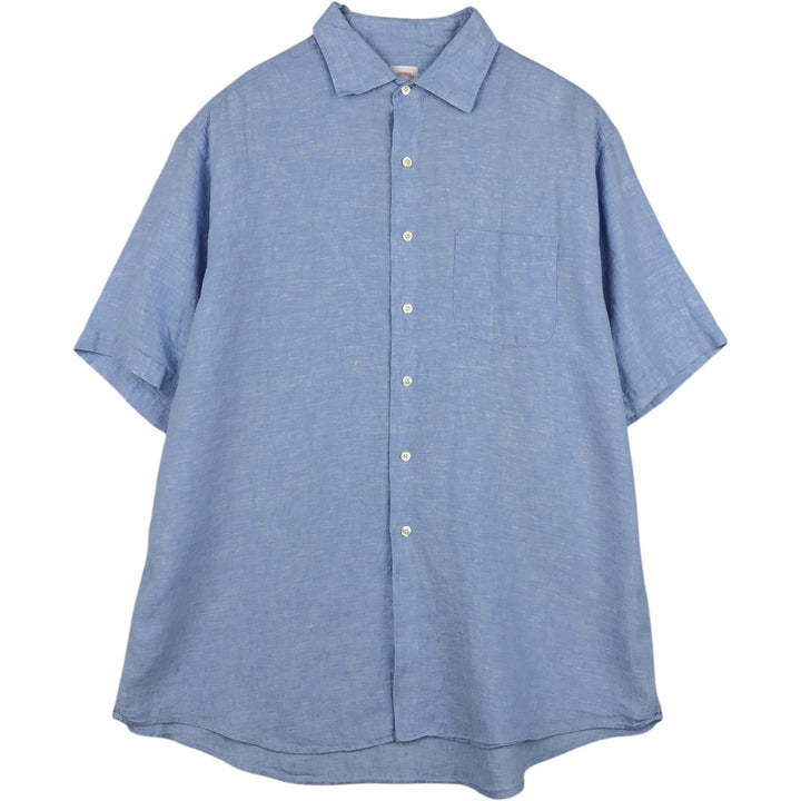 Brooks Brothers 346 Wide Collar Short Sleeve Linen Shirt Men's XL linen Blue type light blue Vintage Second Hand