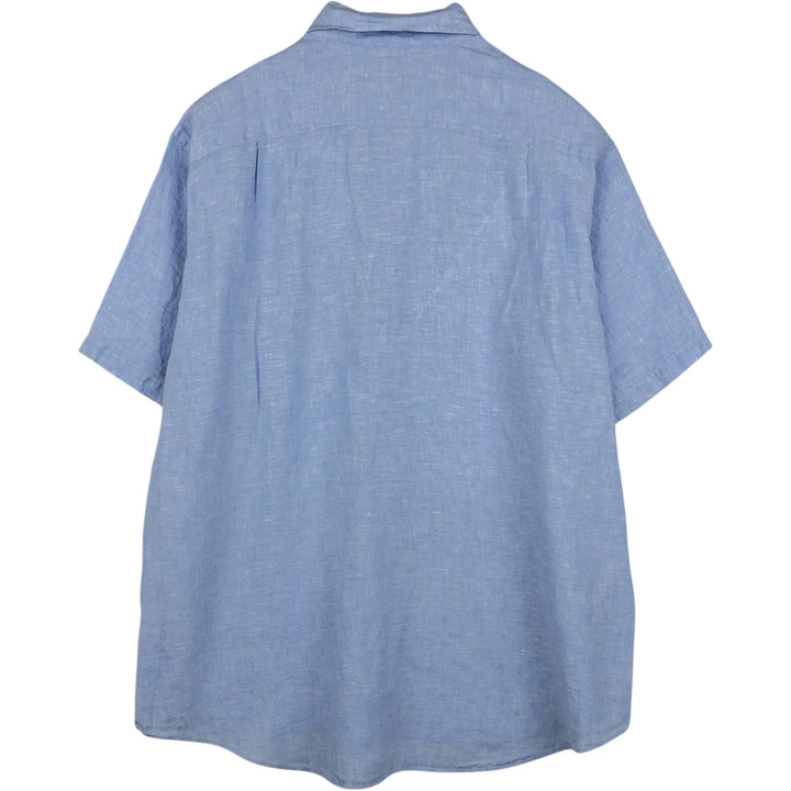Brooks Brothers 346 Wide Collar Short Sleeve Linen Shirt Men's XL linen Blue type light blue Vintage Second Hand