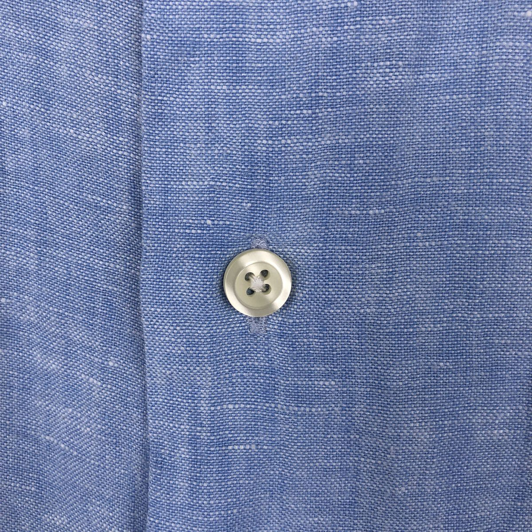 Brooks Brothers 346 Wide Collar Short Sleeve Linen Shirt Men's XL linen Blue type light blue Vintage Second Hand