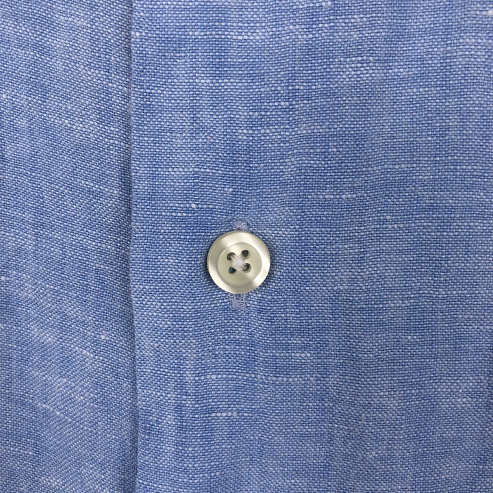 Brooks Brothers 346 Wide Collar Short Sleeve Linen Shirt Men's XL linen Blue type light blue Vintage Second Hand
