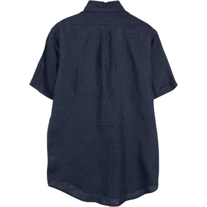 Brooks Brothers Est.1818 short sleeve linen button-down shirt, men's size S linen navy blue type Vintage Second Hand