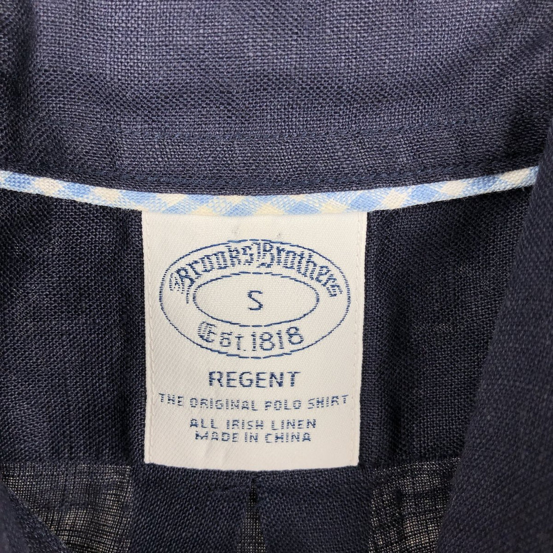 Brooks Brothers Est.1818 short sleeve linen button-down shirt, men's size S linen navy blue type Vintage Second Hand