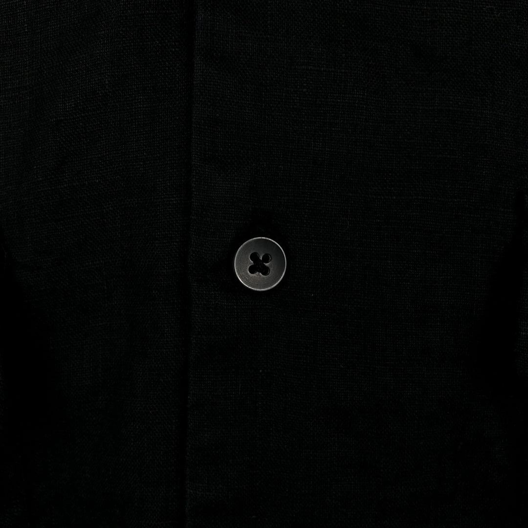 BRUNO Short-Sleeve Open-Collar Linen Shirt, Boxy Shirt, Men's Size XL (approx.) linen black type Vintage Second Hand