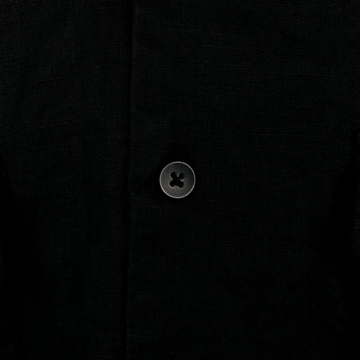 BRUNO Short-Sleeve Open-Collar Linen Shirt, Boxy Shirt, Men's Size XL (approx.) linen black type Vintage Second Hand