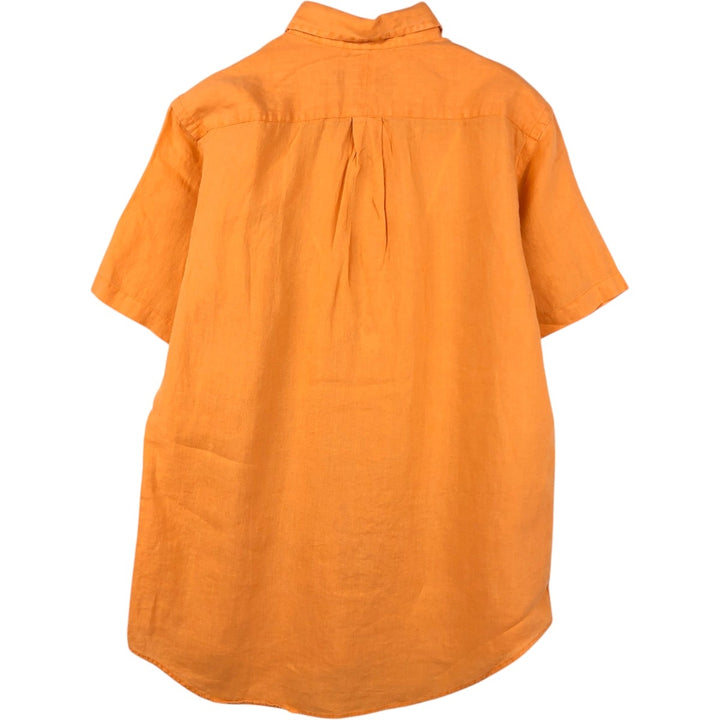 Ralph Lauren short-sleeved linen button-down shirt, men's size M (approx.) linen orange type Vintage Second Hand