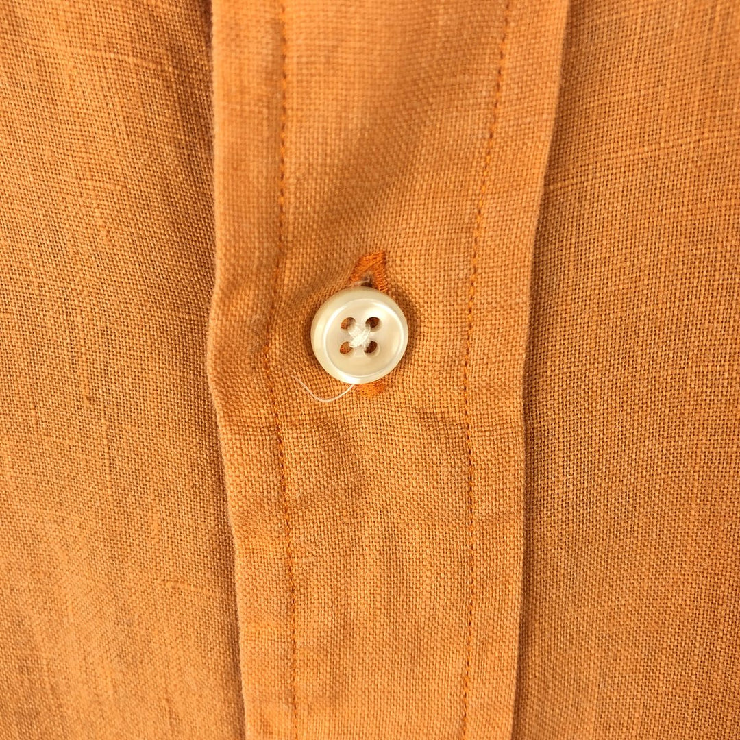 Ralph Lauren short-sleeved linen button-down shirt, men's size M (approx.) linen orange type Vintage Second Hand