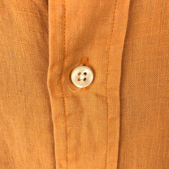 Ralph Lauren short-sleeved linen button-down shirt, men's size M (approx.) linen orange type Vintage Second Hand