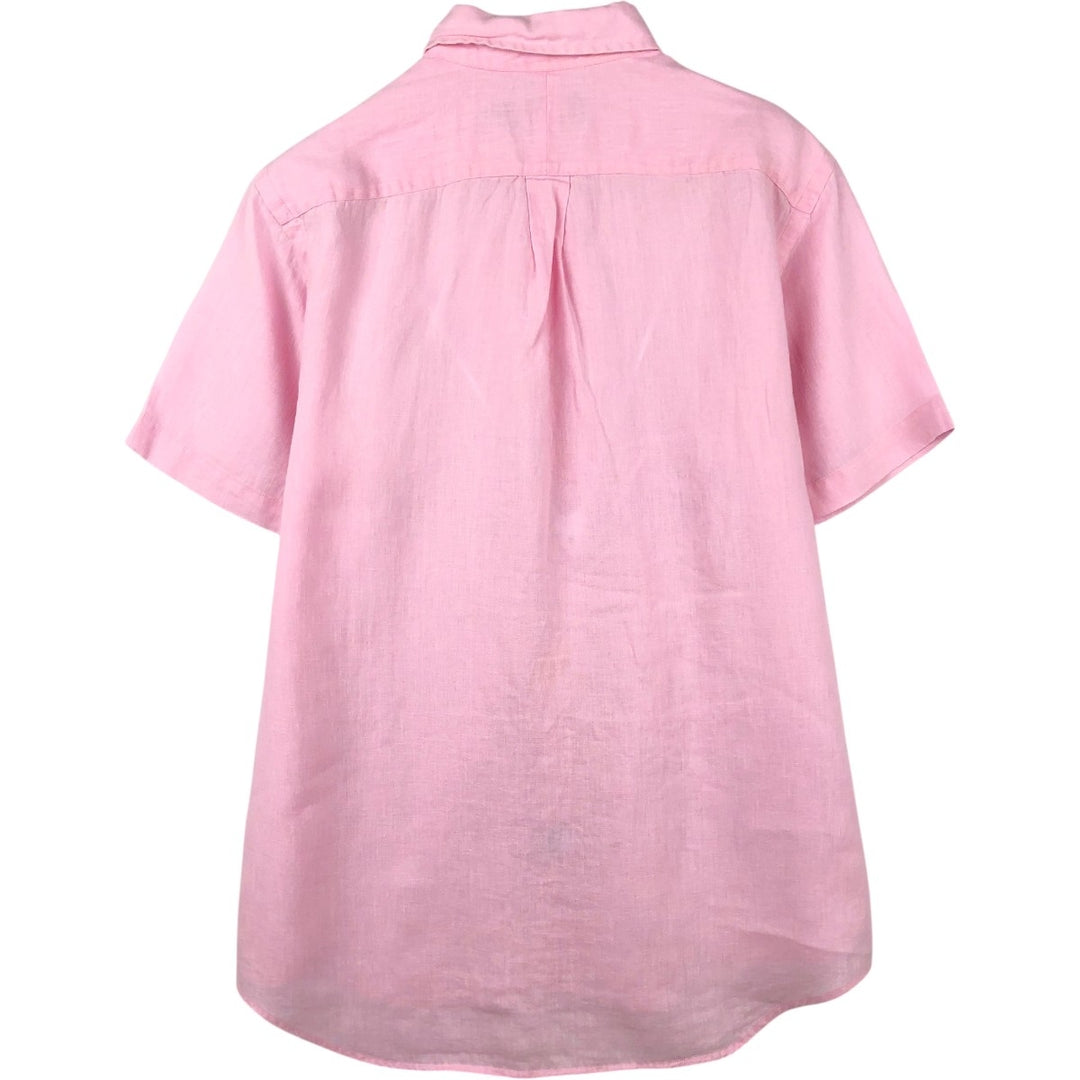 Ralph Lauren short-sleeved linen button-down shirt, men's size M (approx.) linen pink type Vintage Second Hand