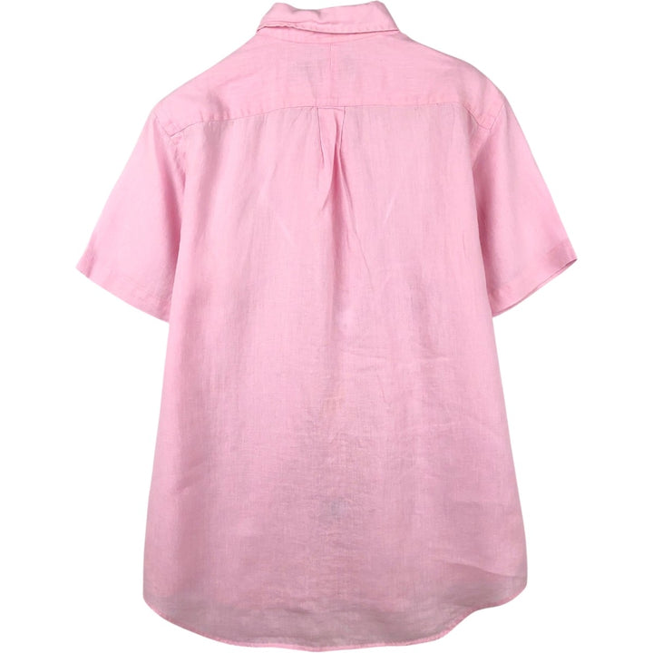 Ralph Lauren short-sleeved linen button-down shirt, men's size M (approx.) linen pink type Vintage Second Hand