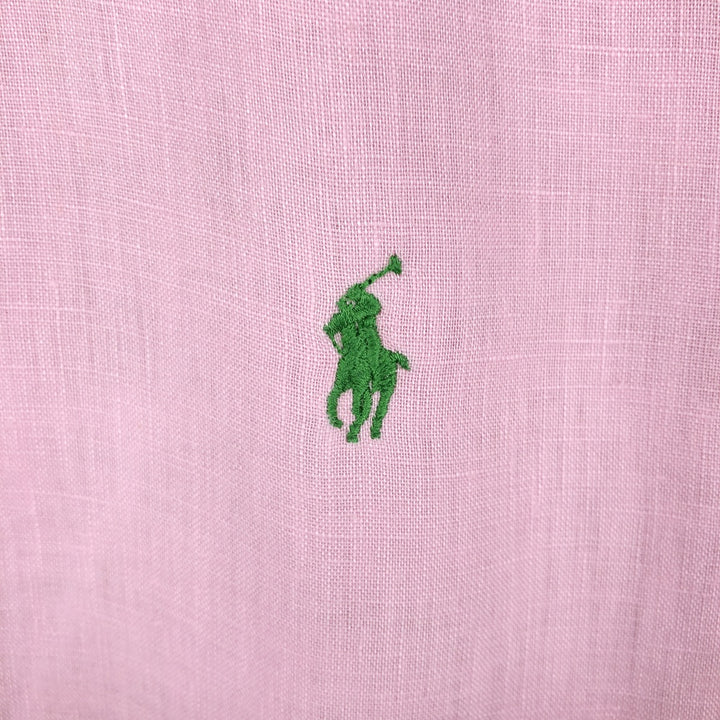 Ralph Lauren short-sleeved linen button-down shirt, men's size M (approx.) linen pink type Vintage Second Hand