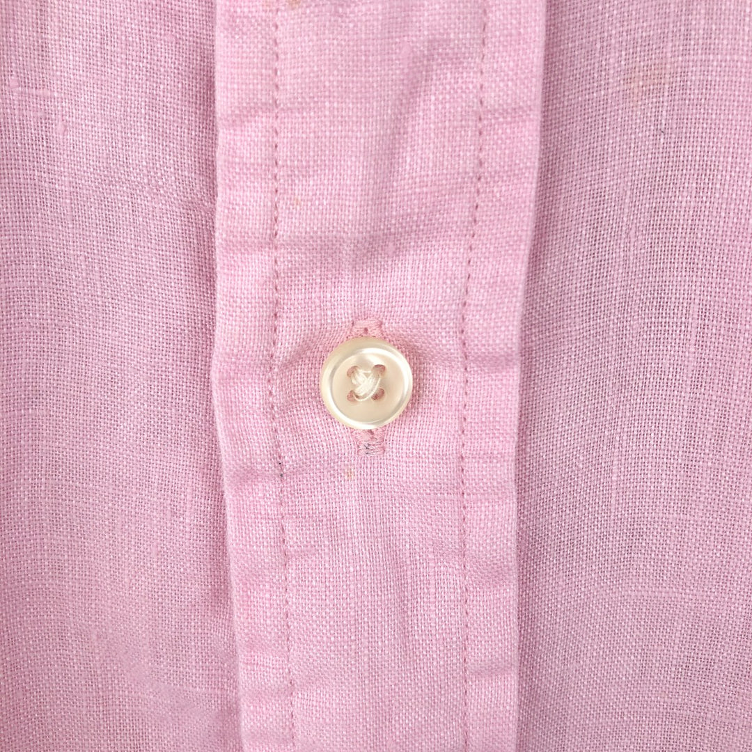 Ralph Lauren short-sleeved linen button-down shirt, men's size M (approx.) linen pink type Vintage Second Hand
