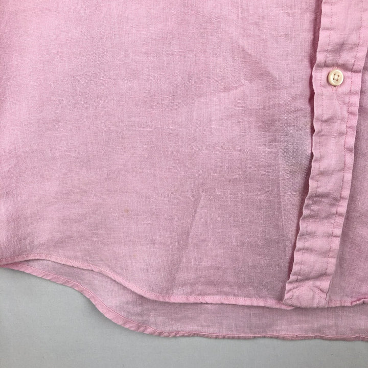 Ralph Lauren short-sleeved linen button-down shirt, men's size M (approx.) linen pink type Vintage Second Hand