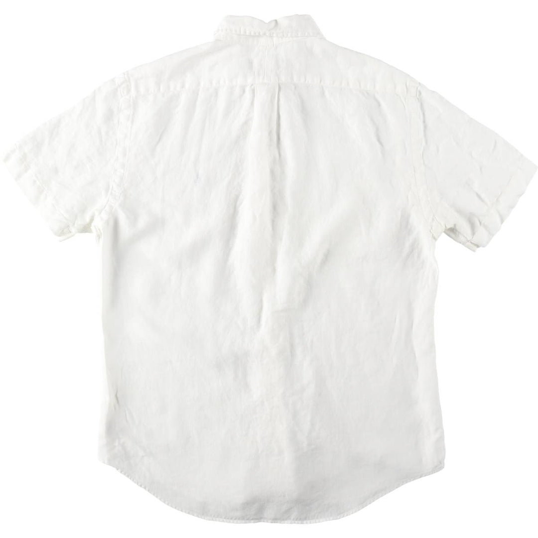Ralph Lauren SLIM FIT Short-Sleeve Linen Button-Down Shirt (Men's Size L) linen white type Vintage Second Hand