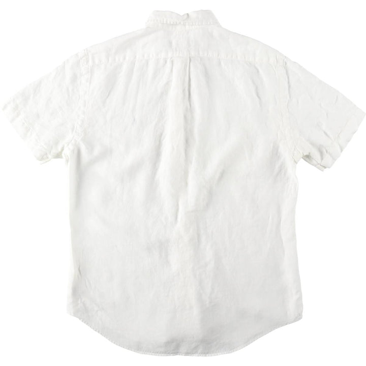 Ralph Lauren SLIM FIT Short-Sleeve Linen Button-Down Shirt (Men's Size L) linen white type Vintage Second Hand