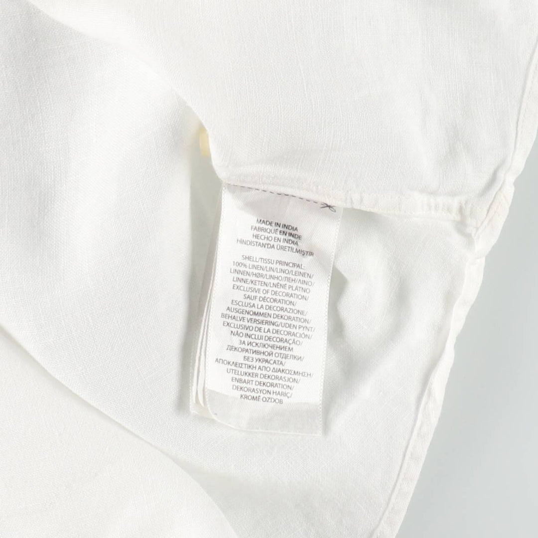 Ralph Lauren SLIM FIT Short-Sleeve Linen Button-Down Shirt (Men's Size L) linen white type Vintage Second Hand