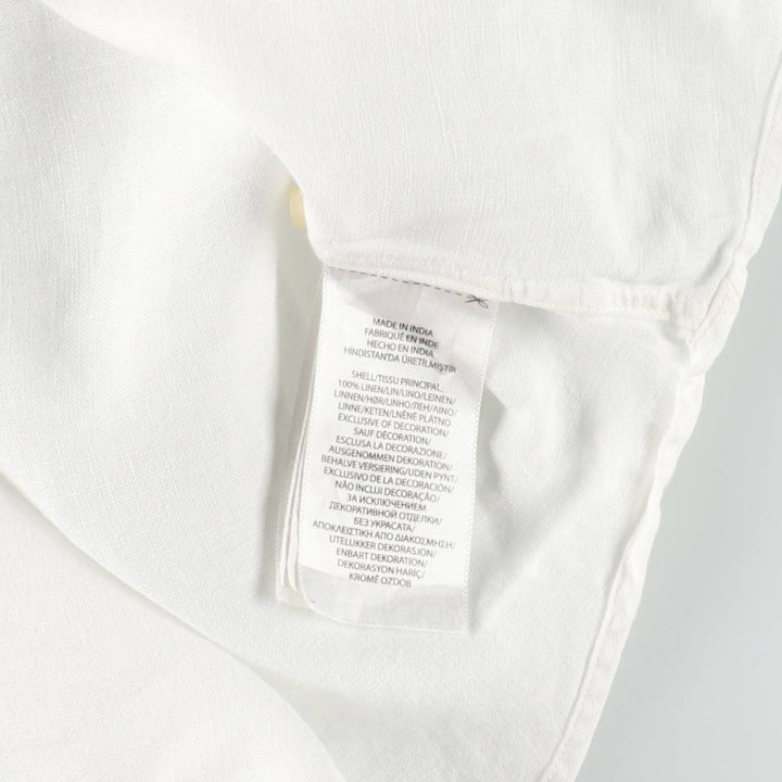 Ralph Lauren SLIM FIT Short-Sleeve Linen Button-Down Shirt (Men's Size L) linen white type Vintage Second Hand