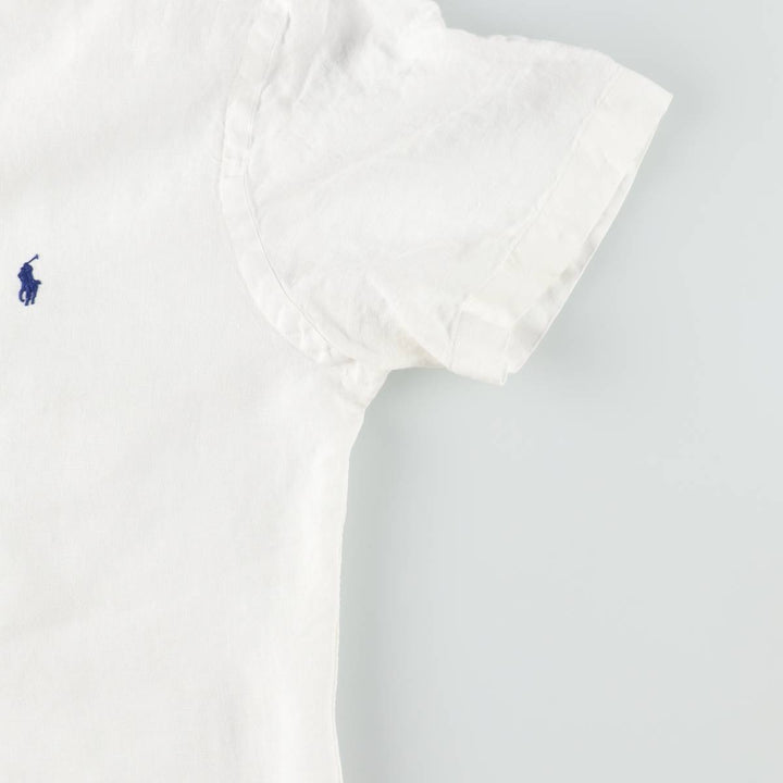 Ralph Lauren SLIM FIT Short-Sleeve Linen Button-Down Shirt (Men's Size L) linen white type Vintage Second Hand