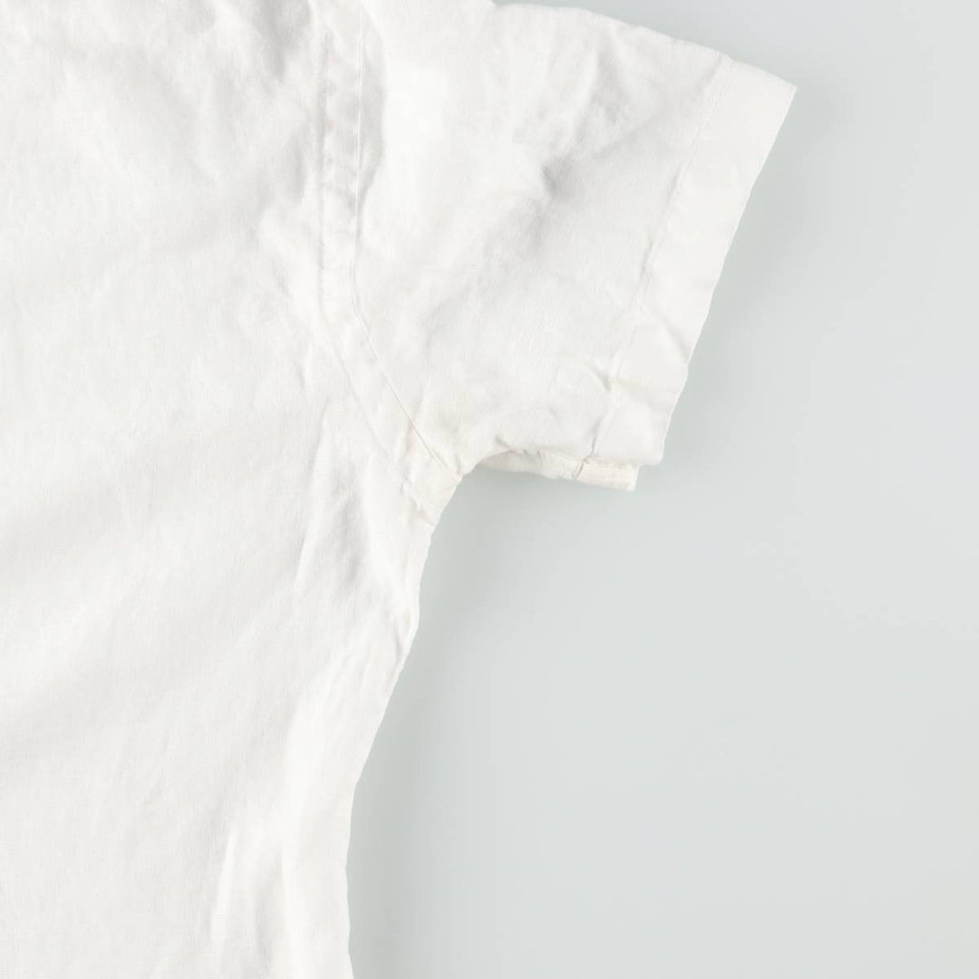 Ralph Lauren SLIM FIT Short-Sleeve Linen Button-Down Shirt (Men's Size L) linen white type Vintage Second Hand