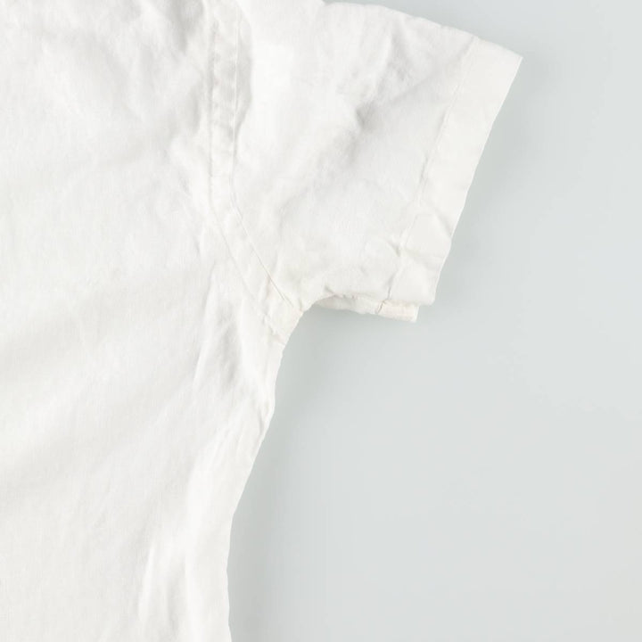 Ralph Lauren SLIM FIT Short-Sleeve Linen Button-Down Shirt (Men's Size L) linen white type Vintage Second Hand