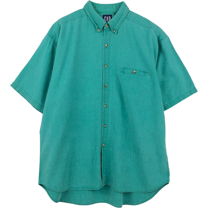 90'S GAP Vintage Short Sleeve Linen Button-Down Shirt, Men's Size XL linen green type Vintage Second Hand