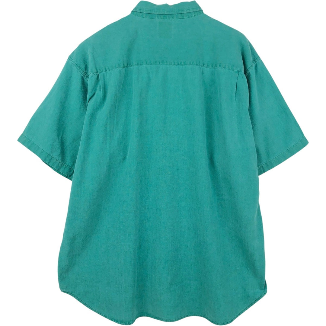 90'S GAP Vintage Short Sleeve Linen Button-Down Shirt, Men's Size XL linen green type Vintage Second Hand