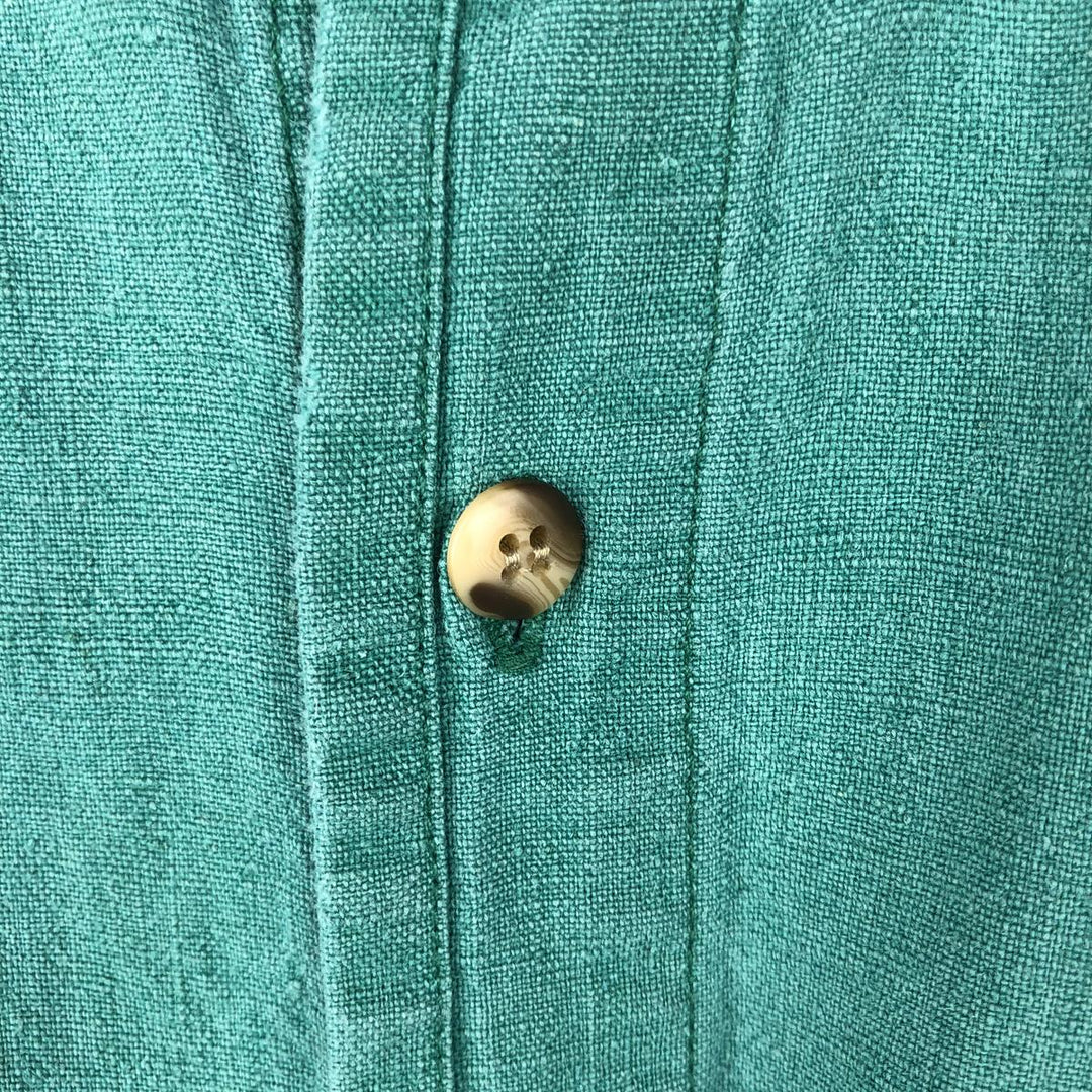 90'S GAP Vintage Short Sleeve Linen Button-Down Shirt, Men's Size XL linen green type Vintage Second Hand