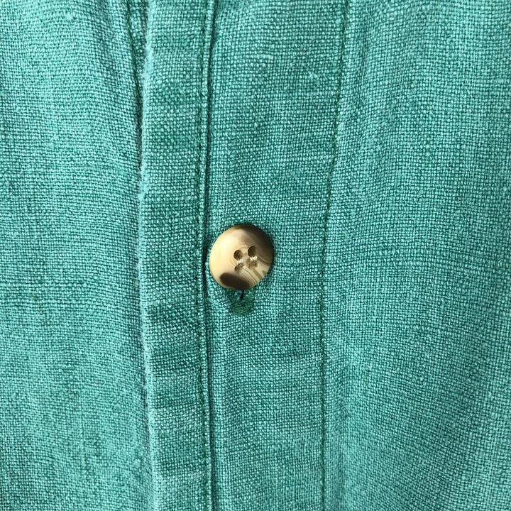 90'S GAP Vintage Short Sleeve Linen Button-Down Shirt, Men's Size XL linen green type Vintage Second Hand
