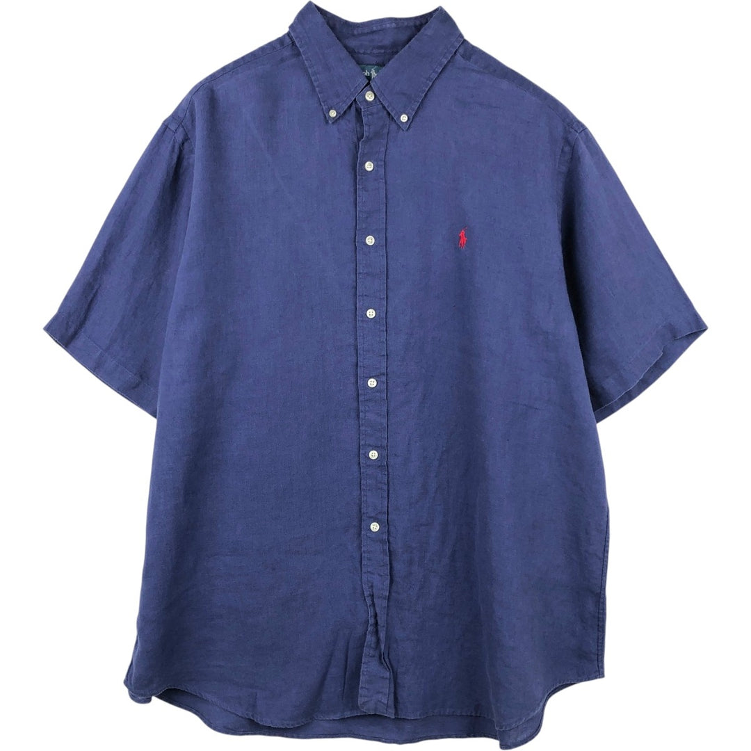 Ralph Lauren CLASSIC FIT Short-Sleeve Linen Button-Down Shirt linen navy blue type Vintage Second Hand