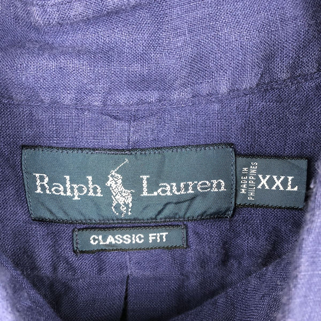 Ralph Lauren CLASSIC FIT Short-Sleeve Linen Button-Down Shirt linen navy blue type Vintage Second Hand