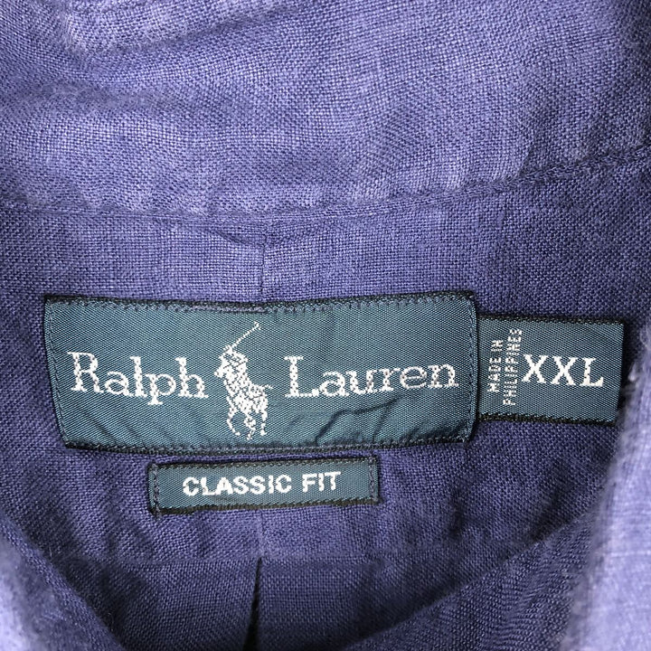 Ralph Lauren CLASSIC FIT Short-Sleeve Linen Button-Down Shirt linen navy blue type Vintage Second Hand