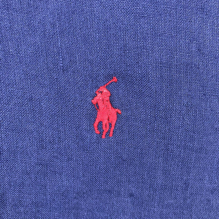 Ralph Lauren CLASSIC FIT Short-Sleeve Linen Button-Down Shirt linen navy blue type Vintage Second Hand