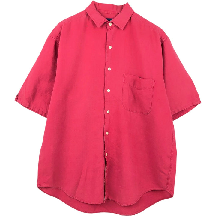 90'S GAP (Old GAP) Short-Sleeve Cotton x Linen Shirt, Men's Size M (Equivalent), Vintage linen red type Vintage Second Hand